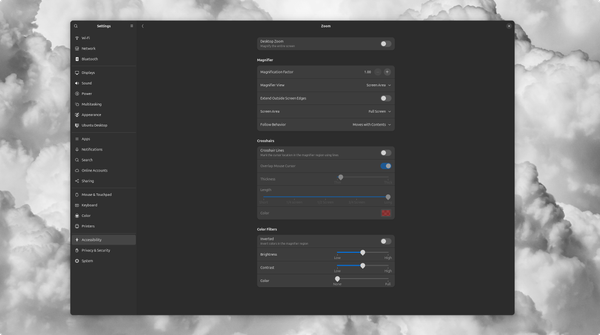 Screenshot of the Accessibility settings in Ubuntu.